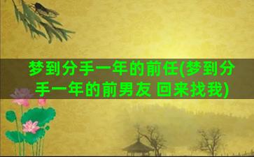 梦到分手一年的前任(梦到分手一年的前男友 回来找我)